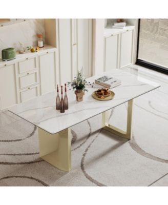 Sintered Stone & Glass Top Dining Table