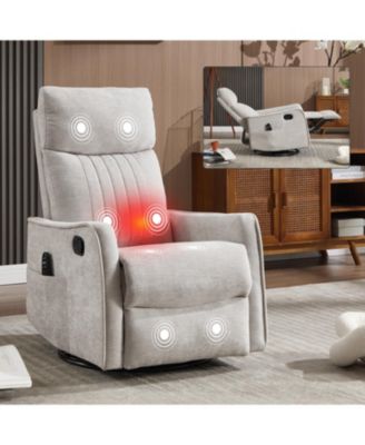 Streamdale Light Grey Heat Massage Rocker Swivel Recliner