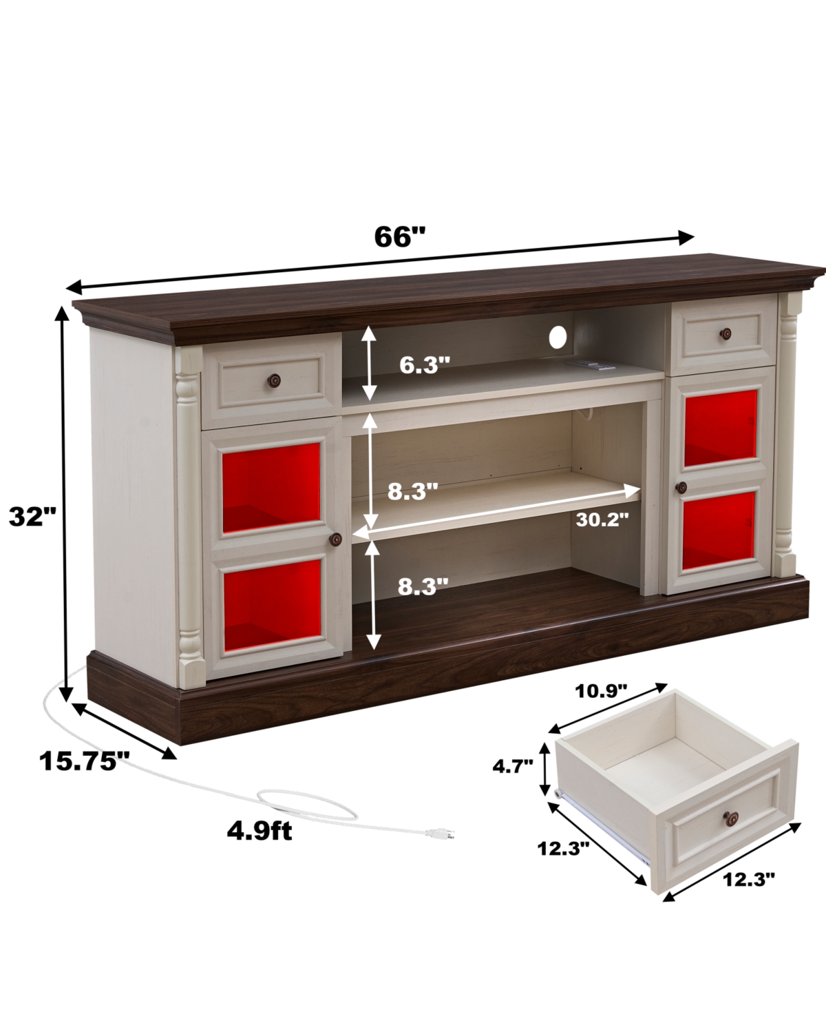 Streamdale Farmhouse Fireplace Tv Stand, 70-inch Entertainment Center with Led