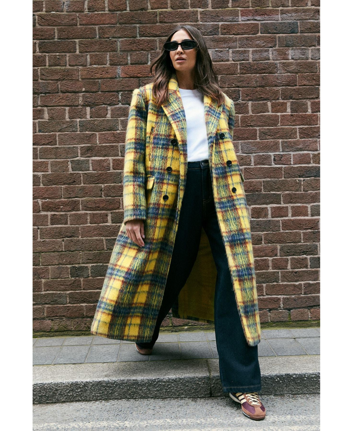 Nasty Gal Women's Checked Wool Blend Maxi Coat