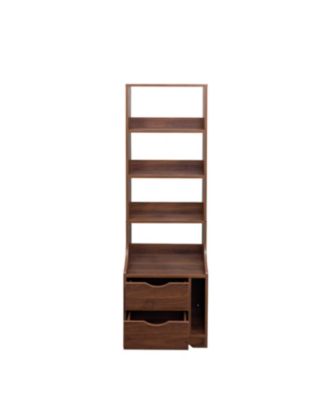 + 1 Pc. + Wood + 2 Storage Drawers & Bookshelf + Night Stand