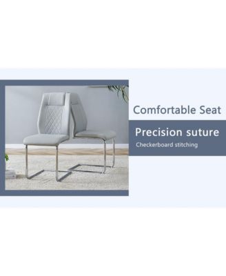 Marble-Patterned Dining Table & Gray PU Chairs (63"x31.5"x30)