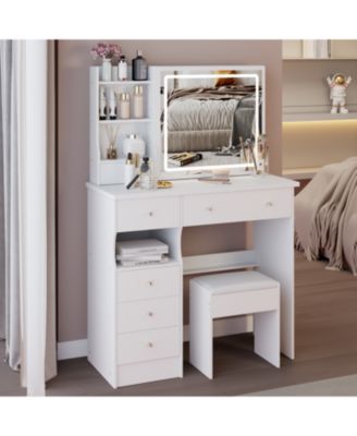 37" LED Mirror Vanity Table with Drawer & Stool