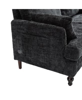 Modern Chenille 2-Seater Sofa w/ LED, USB & Storage