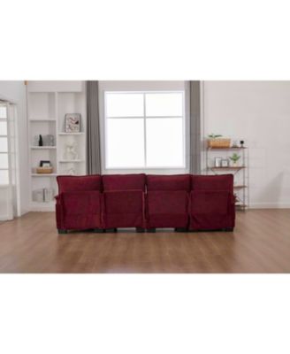 U Shaped Cloud Couch, 110" Chenille Sectional Sofa with Double Chaise