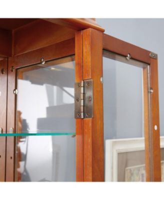 Streamdale Lighted Glass Curio Cabinet - Wood Frame, Oak