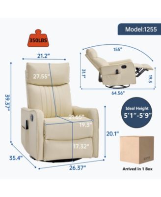 Faux Leather Heat Massage Manual Recliner Chair with Rocker & Swivel