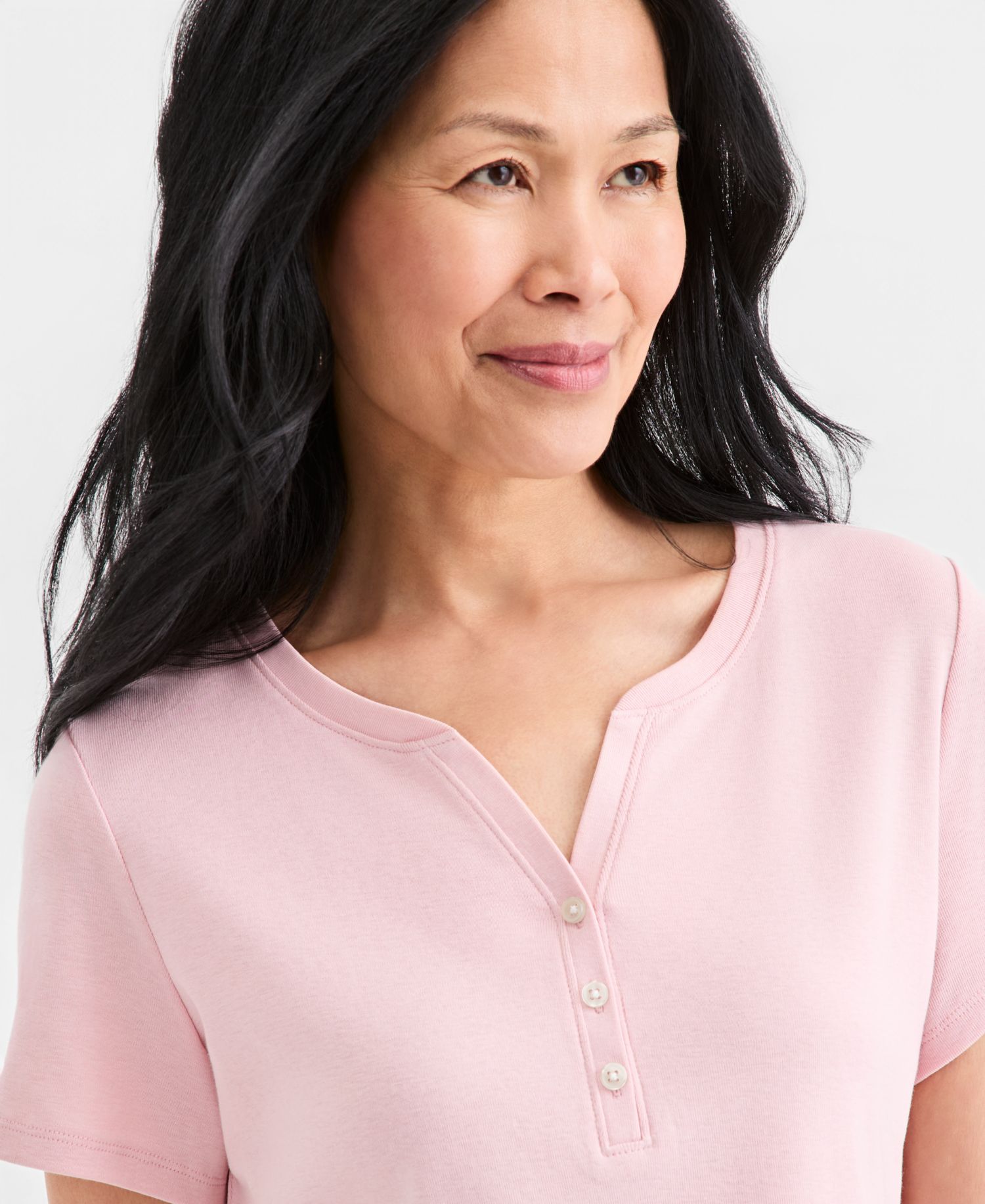 Women's Short-Sleeve Cotton Henley Top
