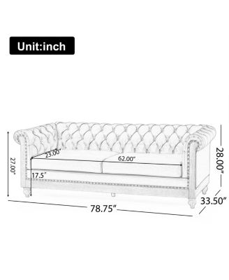 Comfy 3-Seat Sofa with Wooden Legs, Retro Style for Living Room and Study
