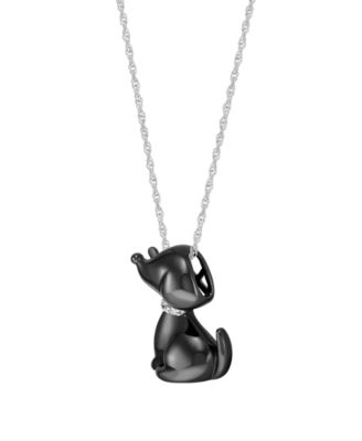 Diamond Accent Pendant Necklace (0.012 ct. t.w.) in Black Rhodium Plated Over Sterling Silver