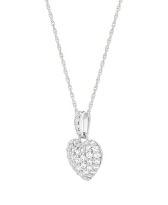 Diamond Heart Pendant Necklace (1/2 ct. t.w.) in Sterling Silver and Rhodium