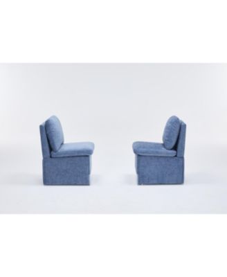 Linen Upholstered Armless Dining Chair with Storage