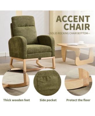 Teddy Rocking Chair with Wood Legs & Side Pocket