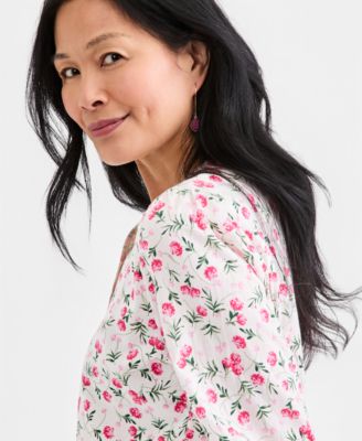 Women's 3/4-Sleeve Split Neck Knit Top