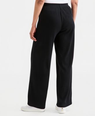 Women's Waffle-Knit Wide-Leg Pull-On Pants
