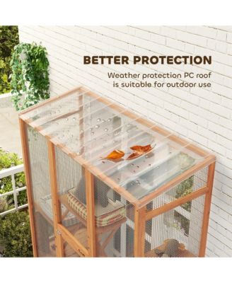 Outdoor Catio Cat Enclosure w/ 6 Jumping Platforms, Scratching Post