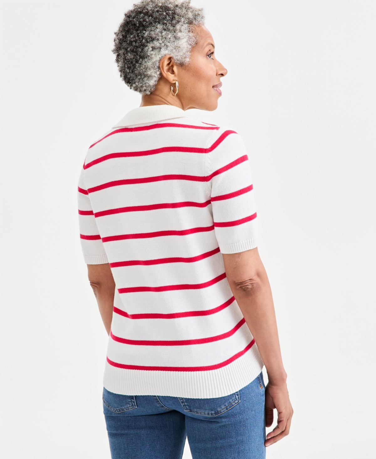 Style & Co Petite V-Neck Short-Sleeve Sweater, Macy's Exclusive