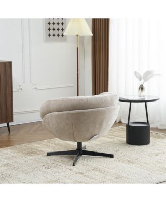  360 Swivel Round Club Chair with Black Metal Base (Brown)