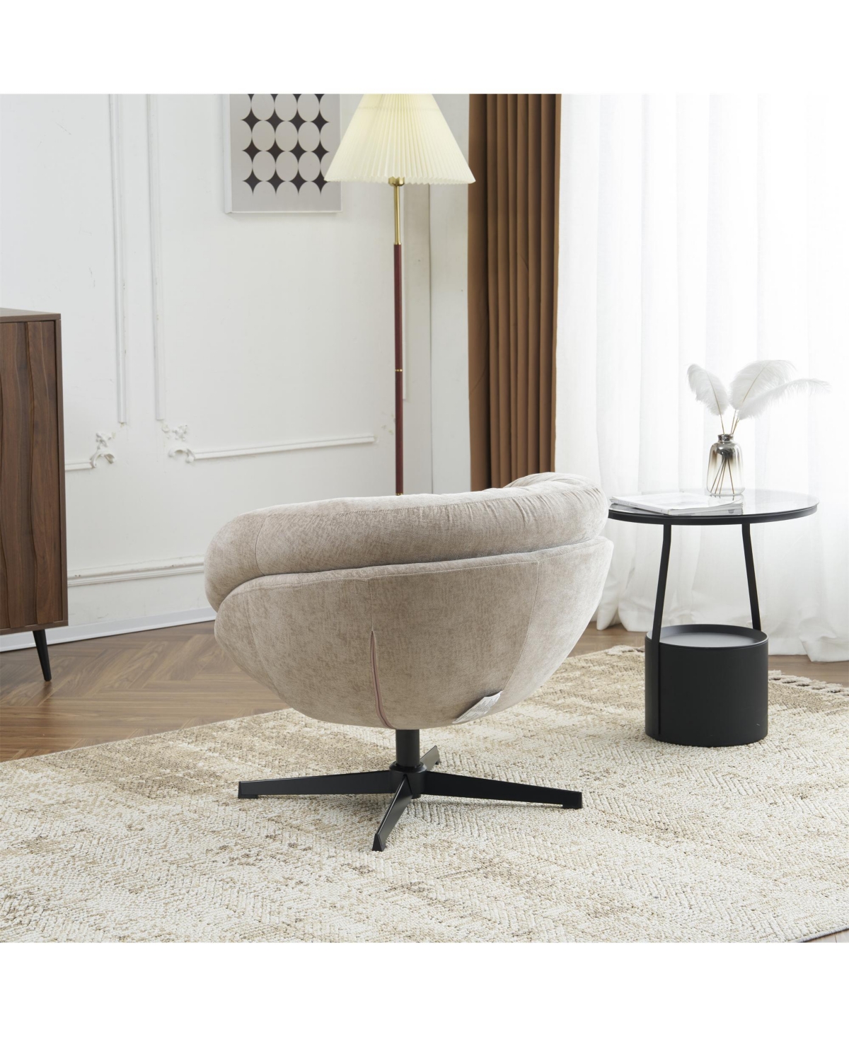 Streamdale Furniture 360 Swivel Round Club Chair with Black Metal Base (Brown)