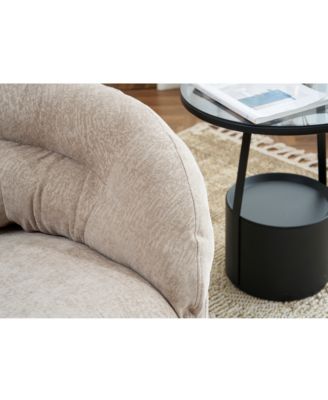  360 Swivel Round Club Chair with Black Metal Base (Brown)