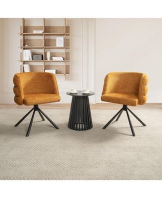 Swivel Orange Upholstered Chairs (Set of 2)