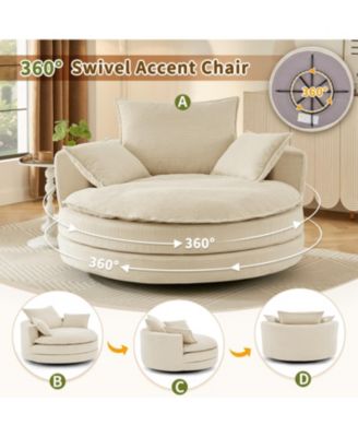 Swivel Barrel Chair with Pillows