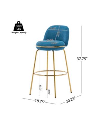 Rio Claro Gold & Blue Upholstered Barstools (Set of 2)