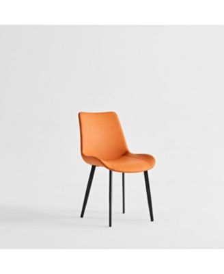 Orange PU Leather Dining Table Set of 2 with Iron Legs