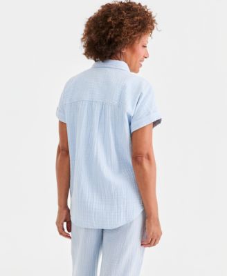 Petite Collared Neck Dolman Sleeves Shirt