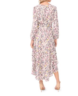 Women's V-Neck Belted Asymmetric-Hem Dress