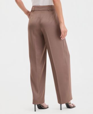 Women's Satin Pleat-Front Wide-Leg Pants
