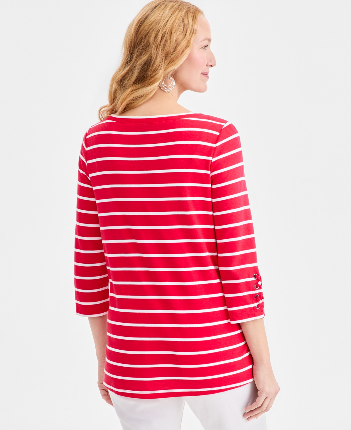 Style & Co Petite Boat Neck Tie Detail Top, Macy's Exclusive