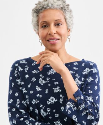 Women's Printed Lace-Up-Sleeve Tunic