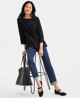 Women's Lace-Up-Sleeve Knit Tunic