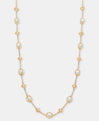 Bead & Imitation Pearl Necklace, 40" + 2" extender