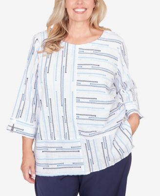 Plus Size Classic Spliced Jacquard Stripe Top