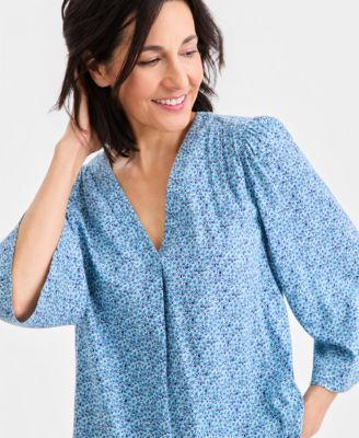 Women's Printed V-Neck 3/4-Sleeve Top