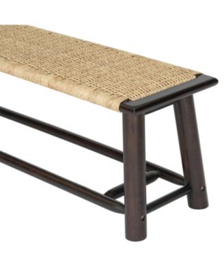 Farmhouse Wood Rattan Bench - 59 Inch