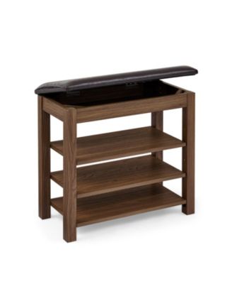 + Adjustable + Wood + Shoe Bench with Storage + Bench