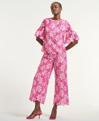 Women's Boxy Eyelet Crewneck Top