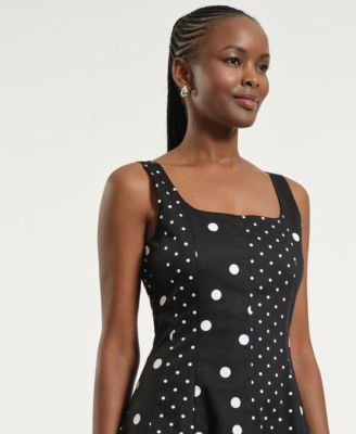 Women's Seamed Square Neck Midi Dress