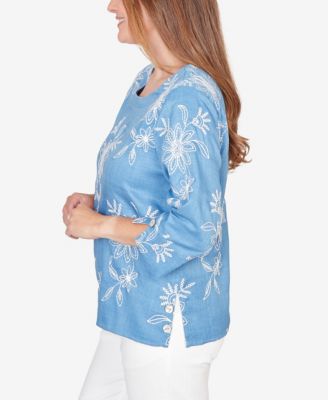 Women's Classic Tossed Floral Embroidered Top