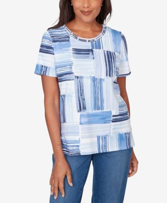 Women's Brushstroke Beaded Neck T-Shirt