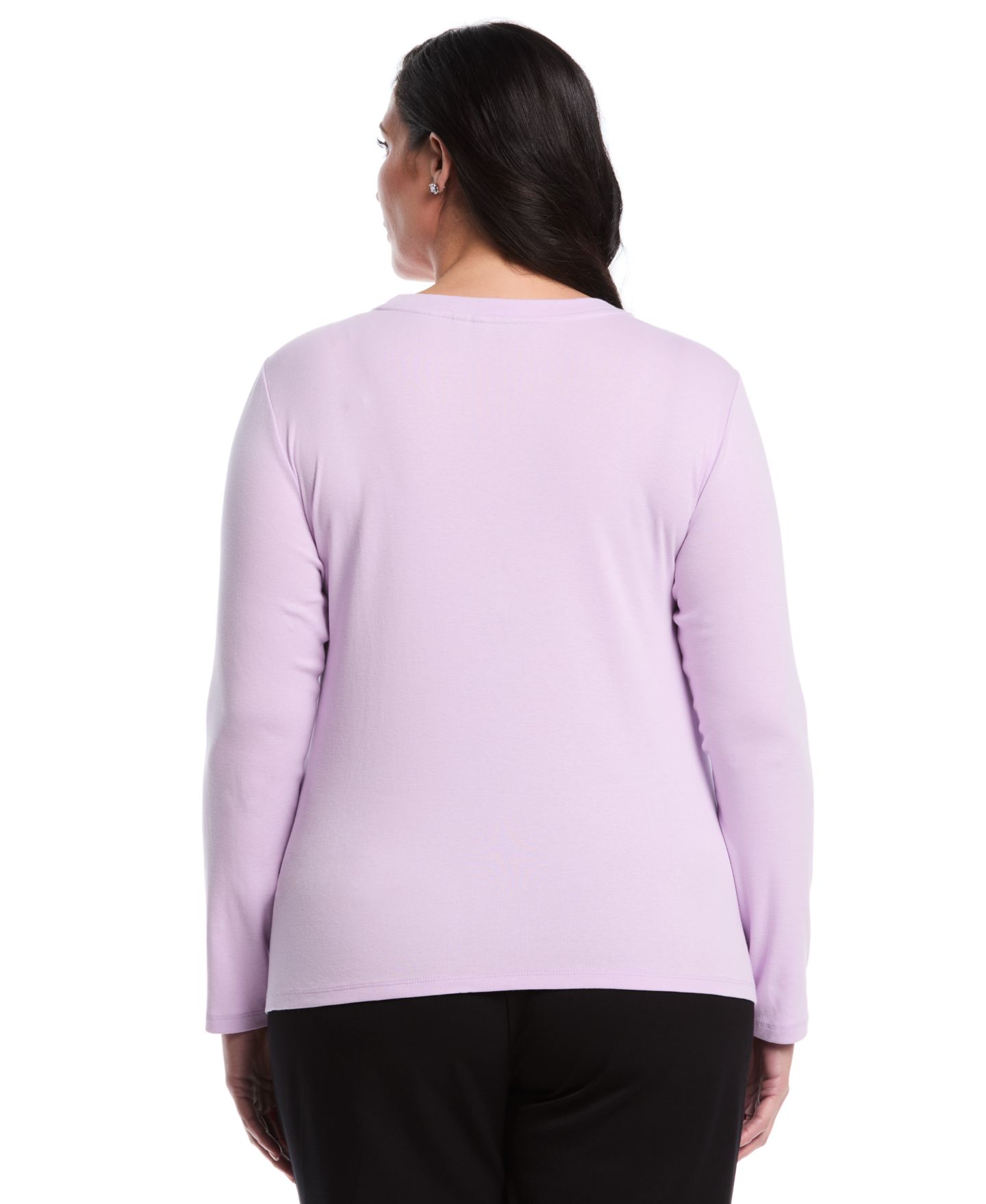 Женский топ Rafaella Plus Size Plus Size Embellished Neck Long Sleeve, цвет: Орхидея — фото 4
