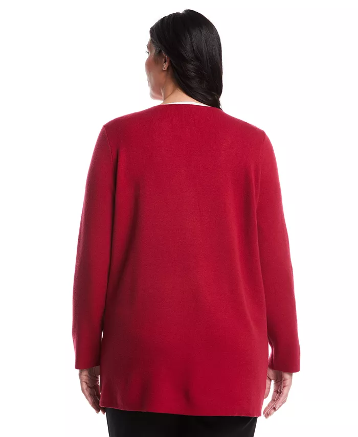 Plus Size Plus Size Turnlock Metal Closure Long Sleeve Cardigan - thumbnail 4