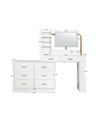 Streamdale White 8-Drawer Dresser - Bedroom Storage
