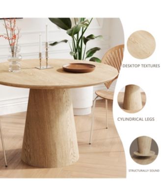 43" Round Wood Dining Table - Modern Minimalist