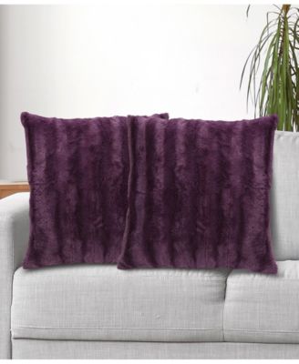 Plush Reversible Faux Fur 2-Pack Decorative Pillow, 22" x 22"