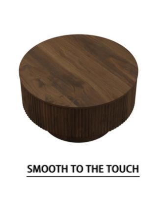  Modern Circular Coffee Table with Storage (Walnut)