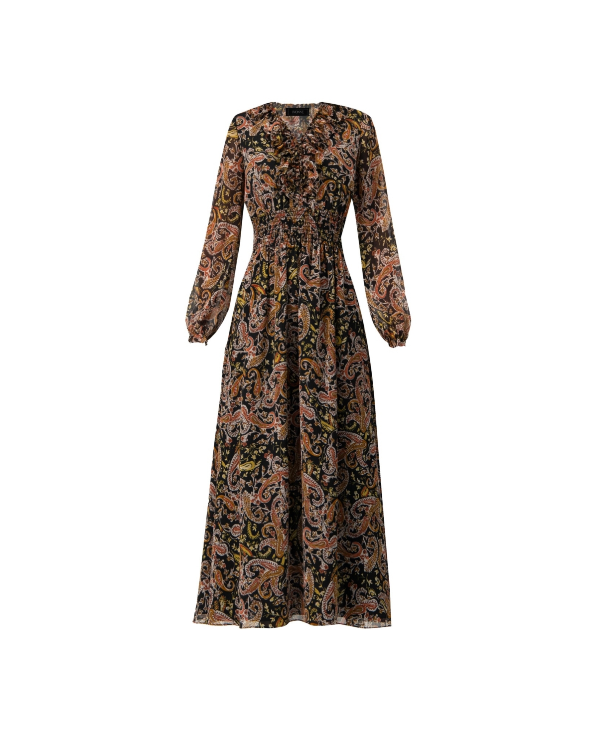 Ivonne Women's Long Dress with Smock Detail